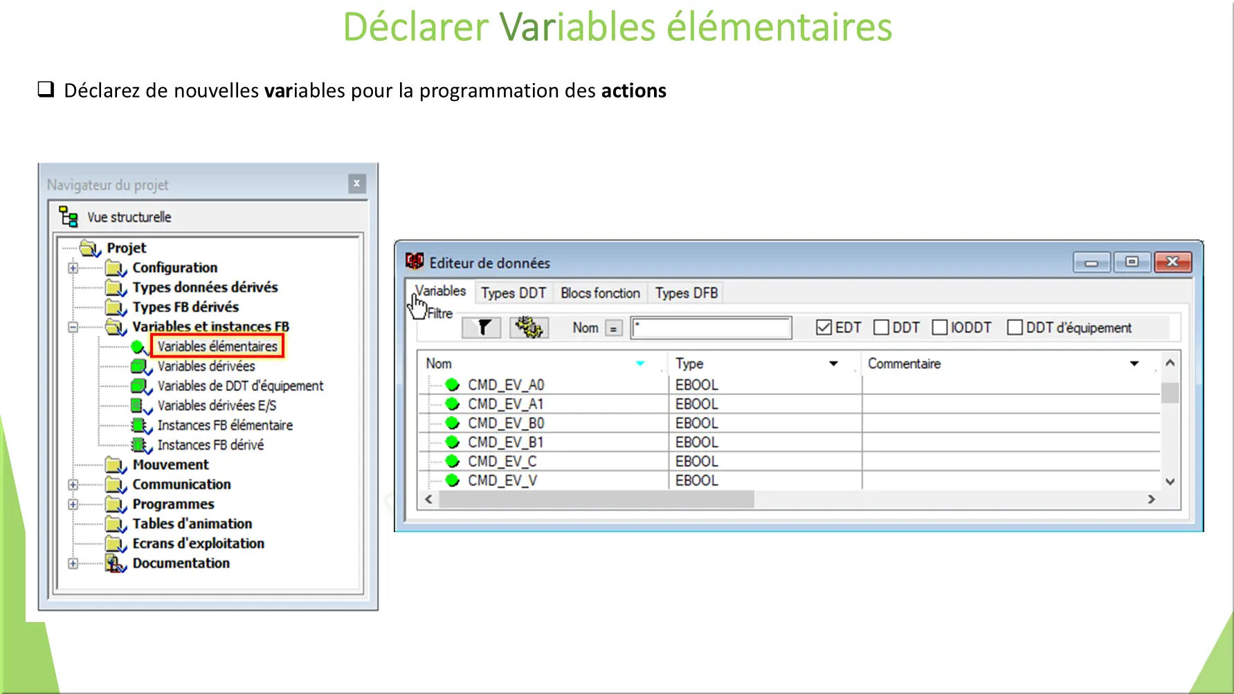 Déclarer Variables élémentaires